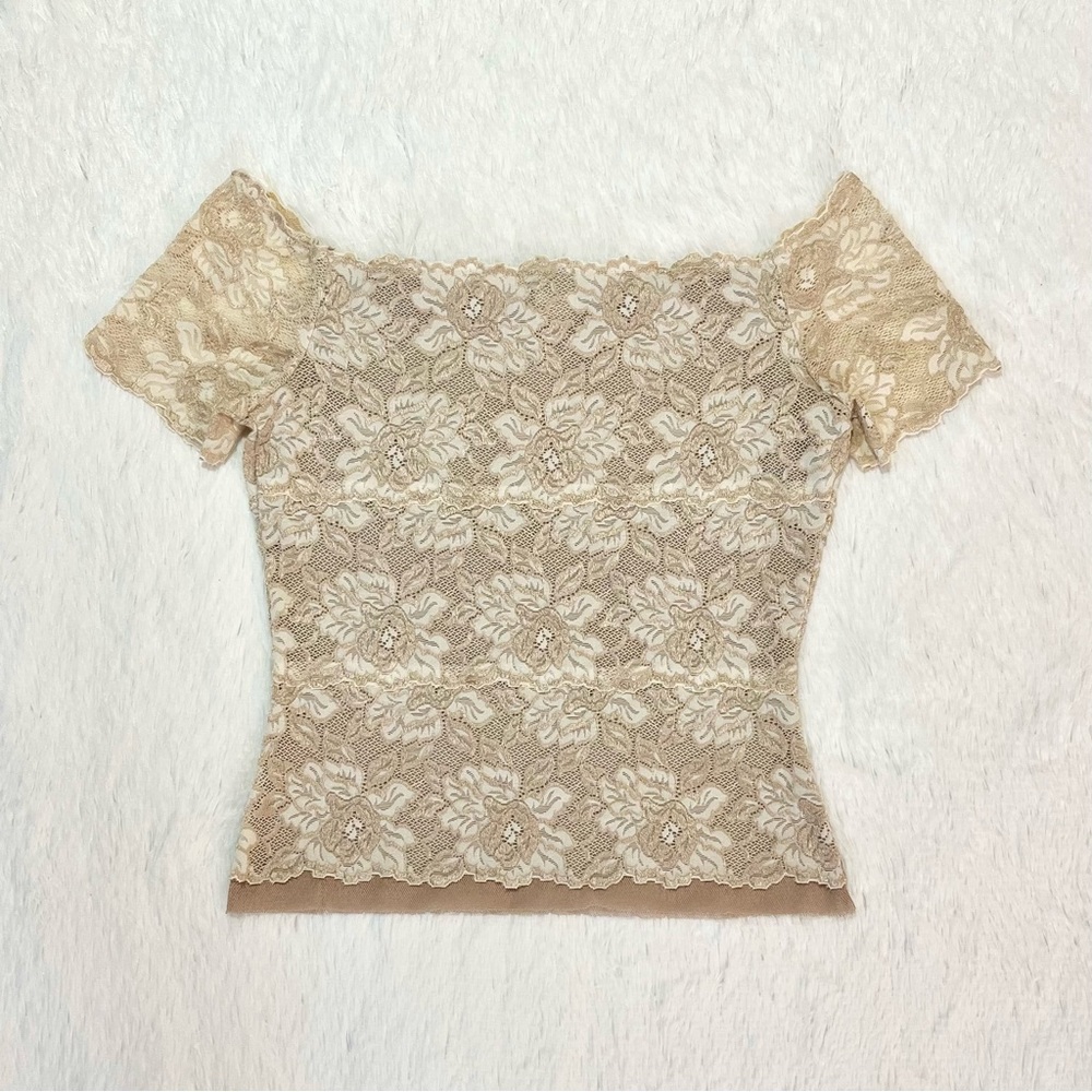 Vintage Floral Lace Off the Shoulder Top
